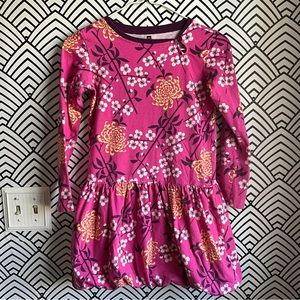 Girls Tea Collection Dress long Sleeve Size 10 pink/purple cherry blossom